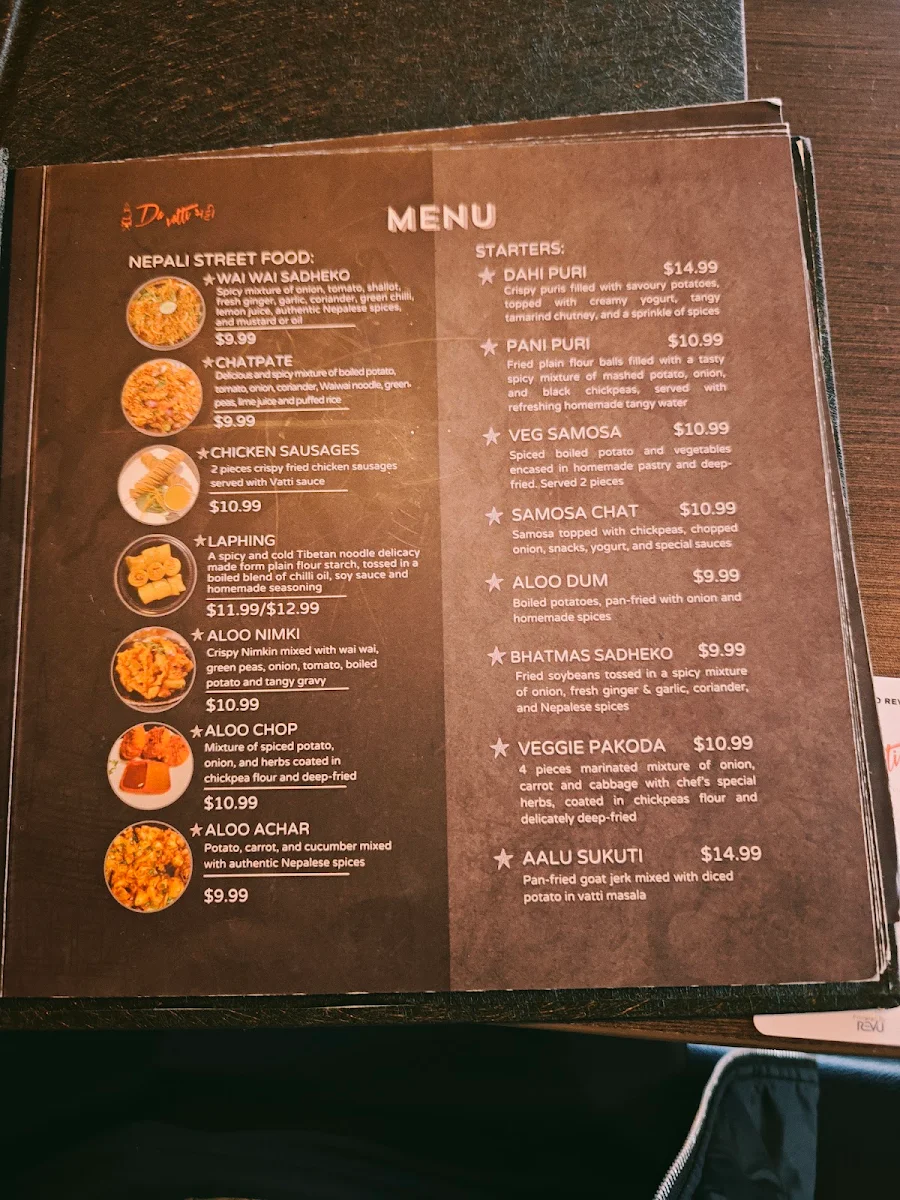 Menu, Da Vatti Ashfield