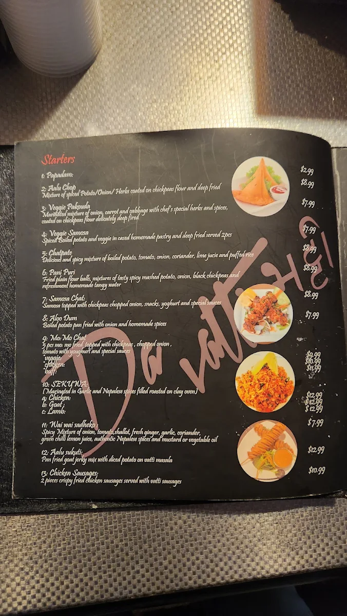Menu, Da Vatti Ashfield