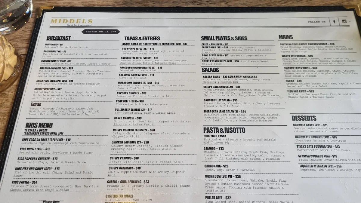 Menu, Middels