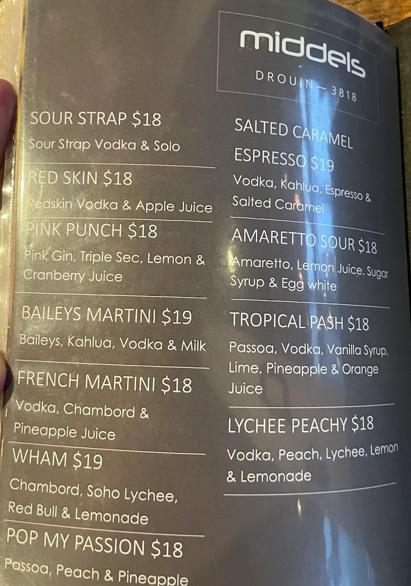 Menu, Middels