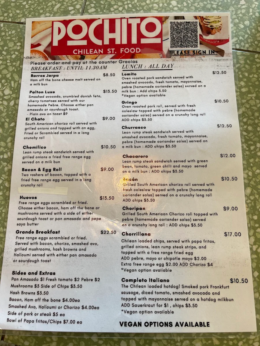 Menu, Pochito
