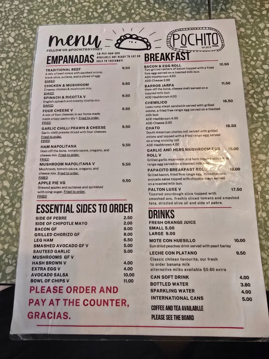 Menu, Pochito