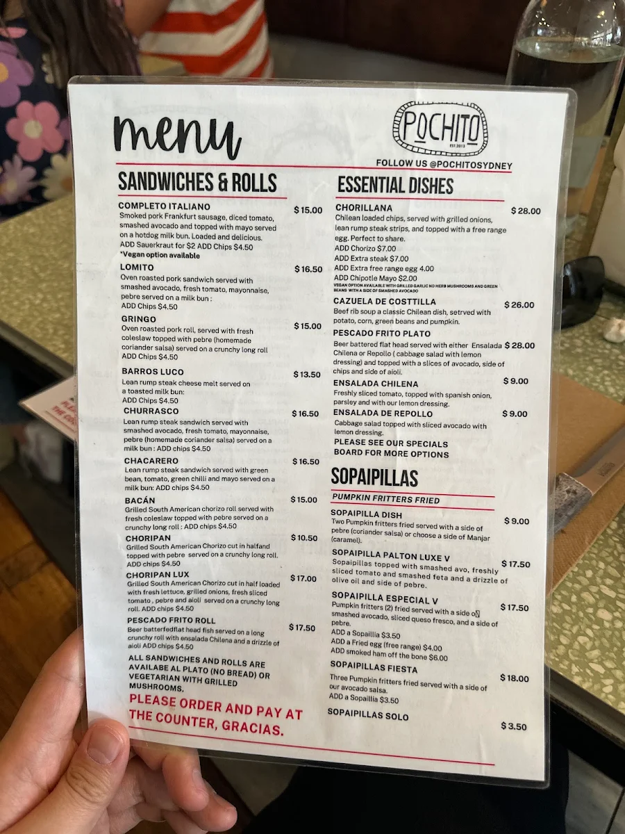 Menu, Pochito