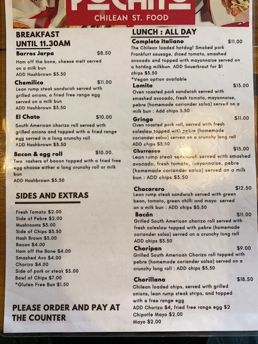 Menu, Pochito