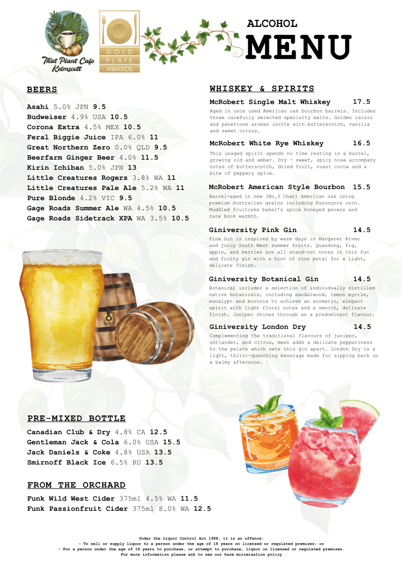 Menu, That Plant Cafe