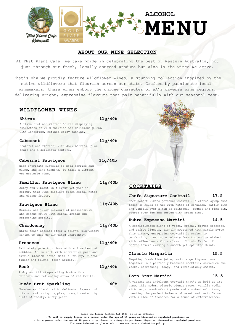 Menu, That Plant Cafe