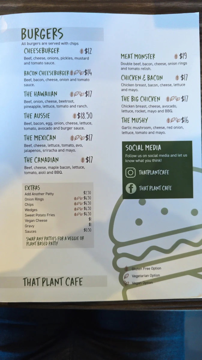 Menu, That Plant Cafe