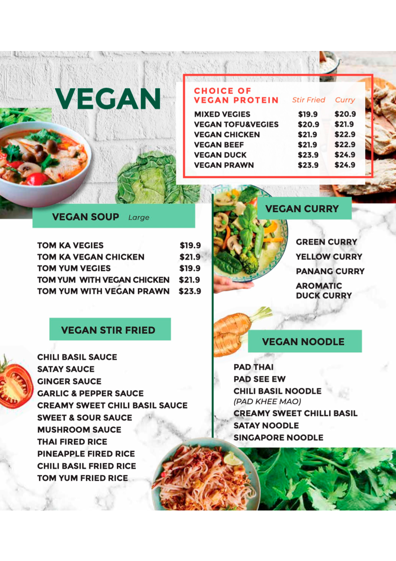 Menu, Thai Riffic Randwick