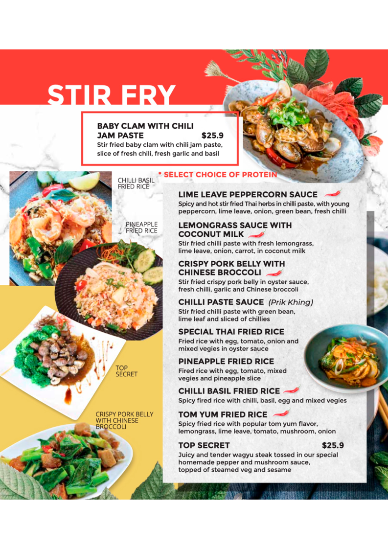 Menu, Thai Riffic Randwick