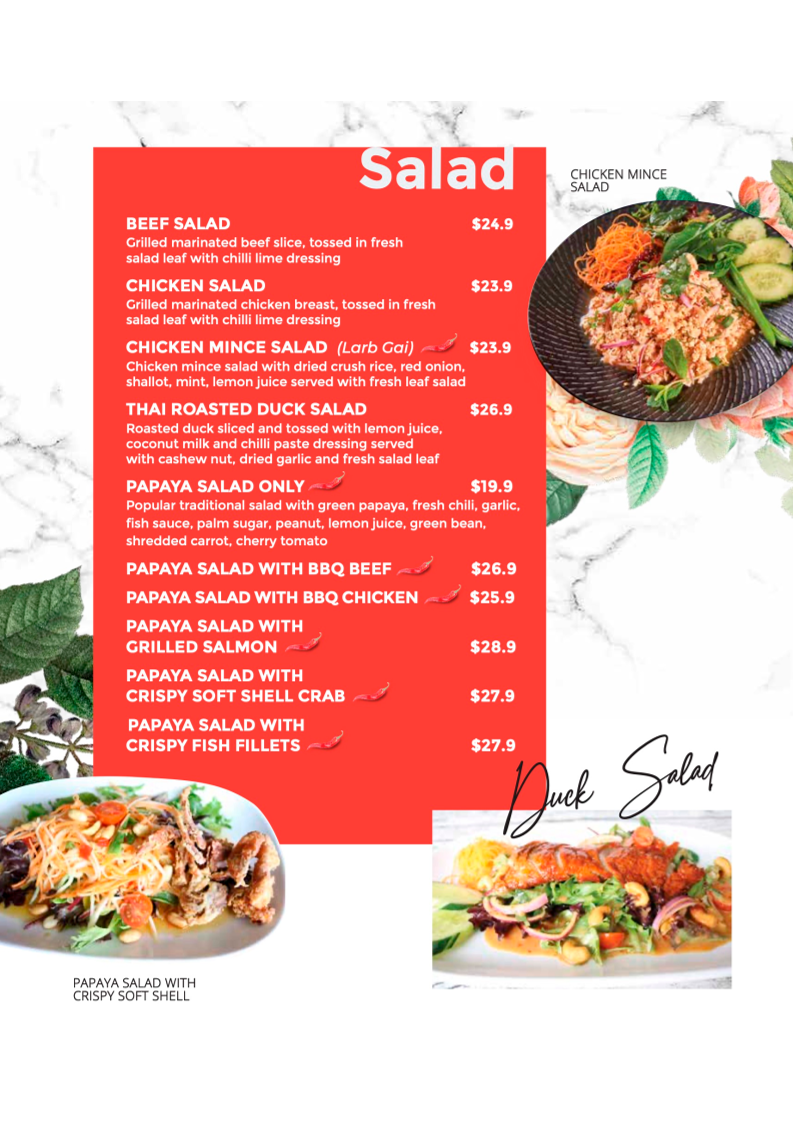 Menu, Thai Riffic Randwick