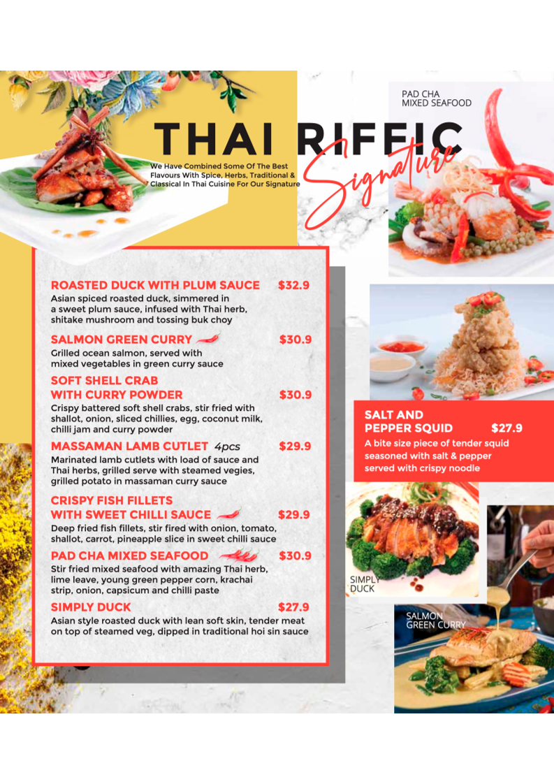Menu, Thai Riffic Randwick