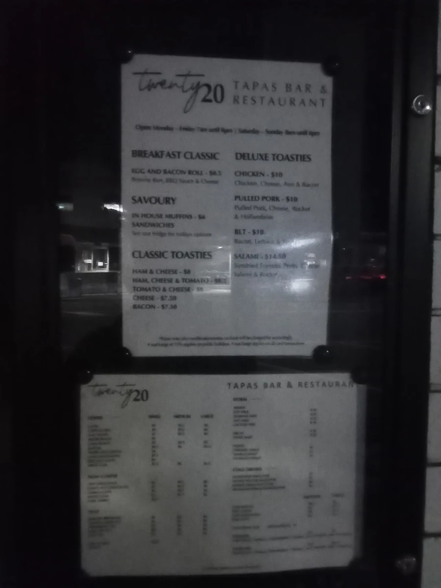 Menu, Twenty20 Tapas
