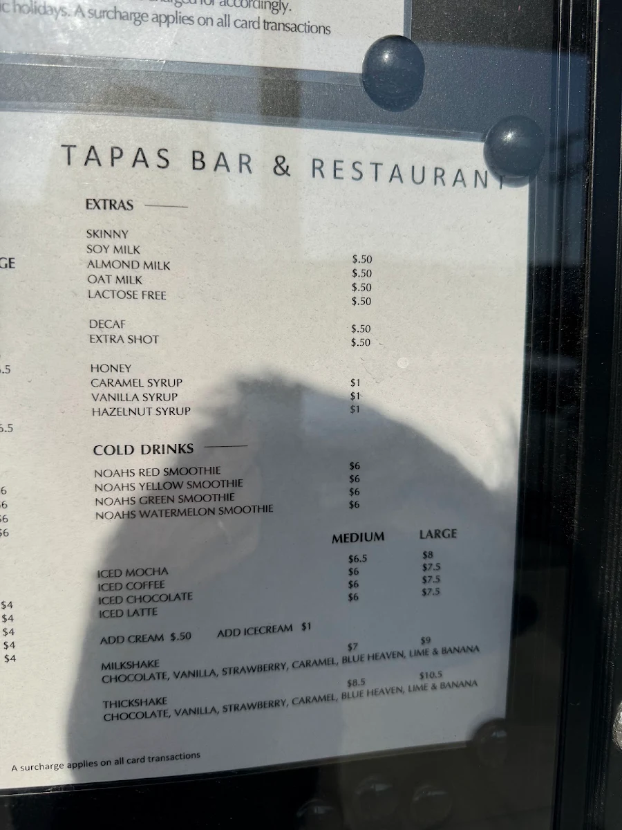 Menu, Twenty20 Tapas