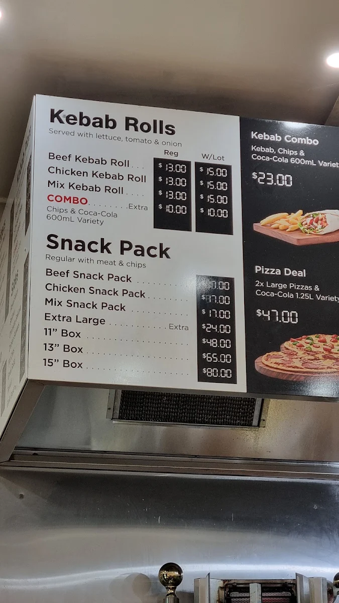 Menu, Royal Kebab House