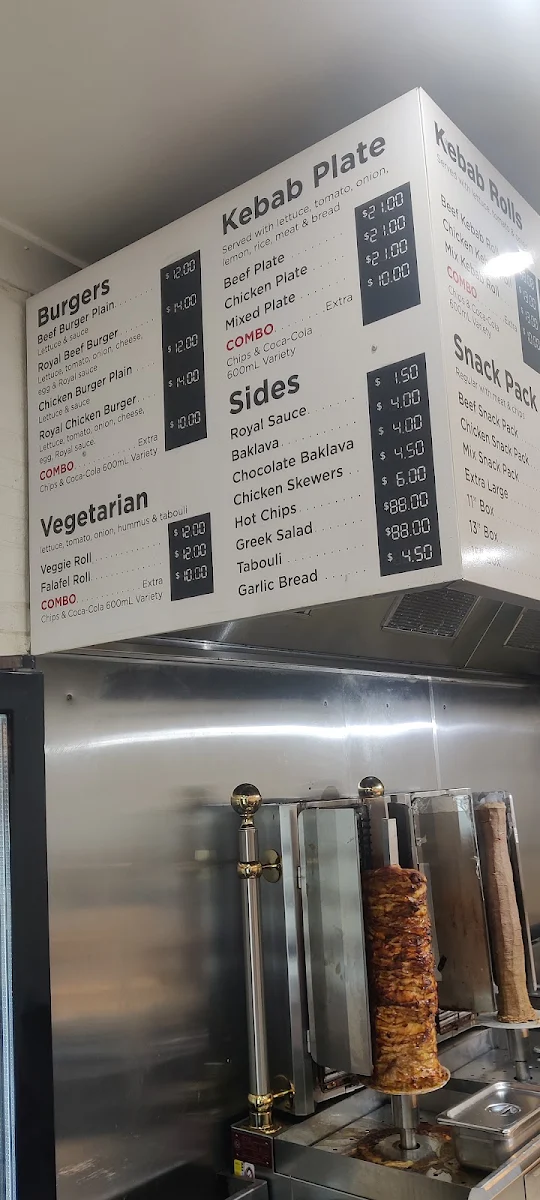 Menu, Royal Kebab House