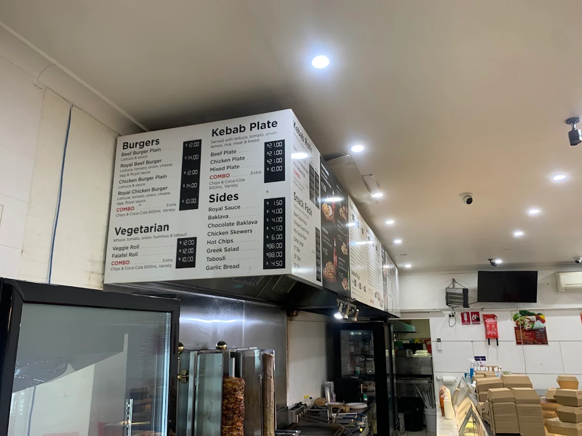 Menu, Royal Kebab House