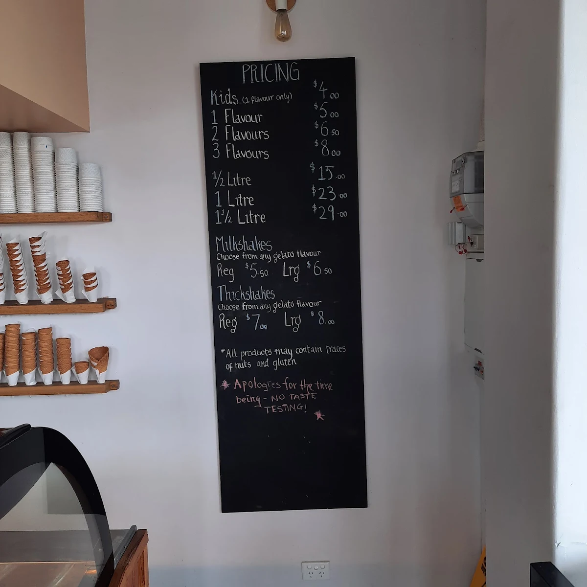 Menu, Dolce House Gelato