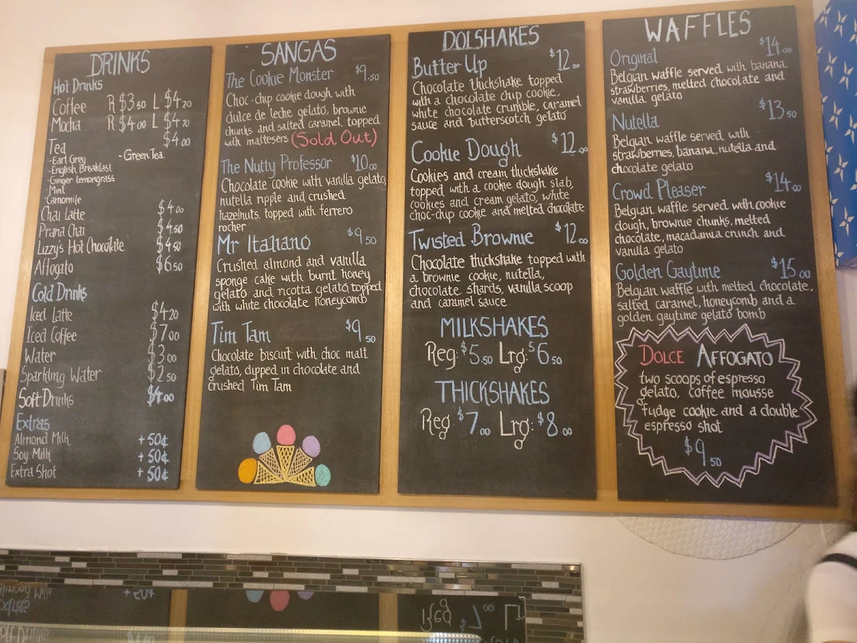 Menu, Dolce House Gelato