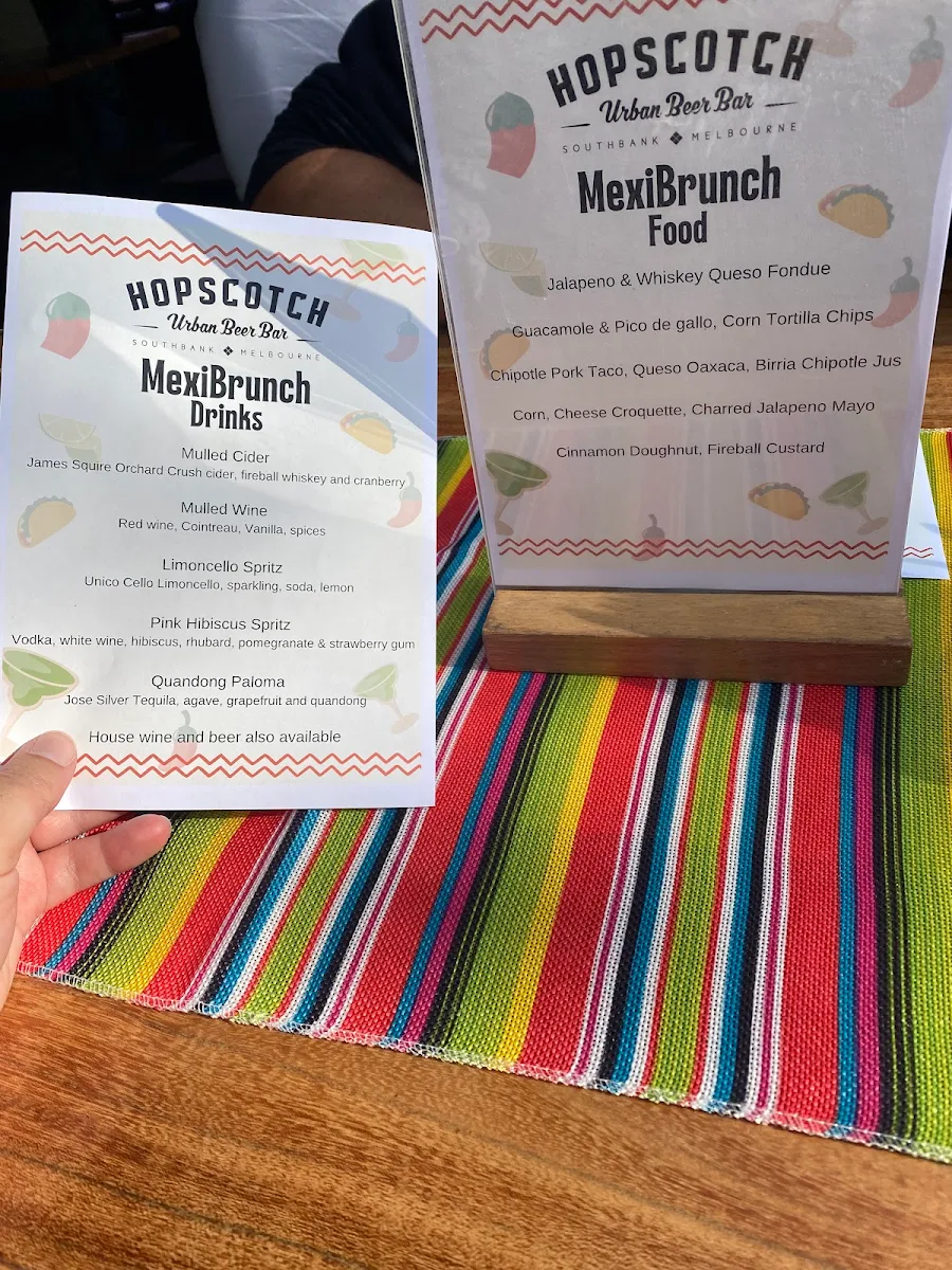 Menu, Hopscotch Melbourne