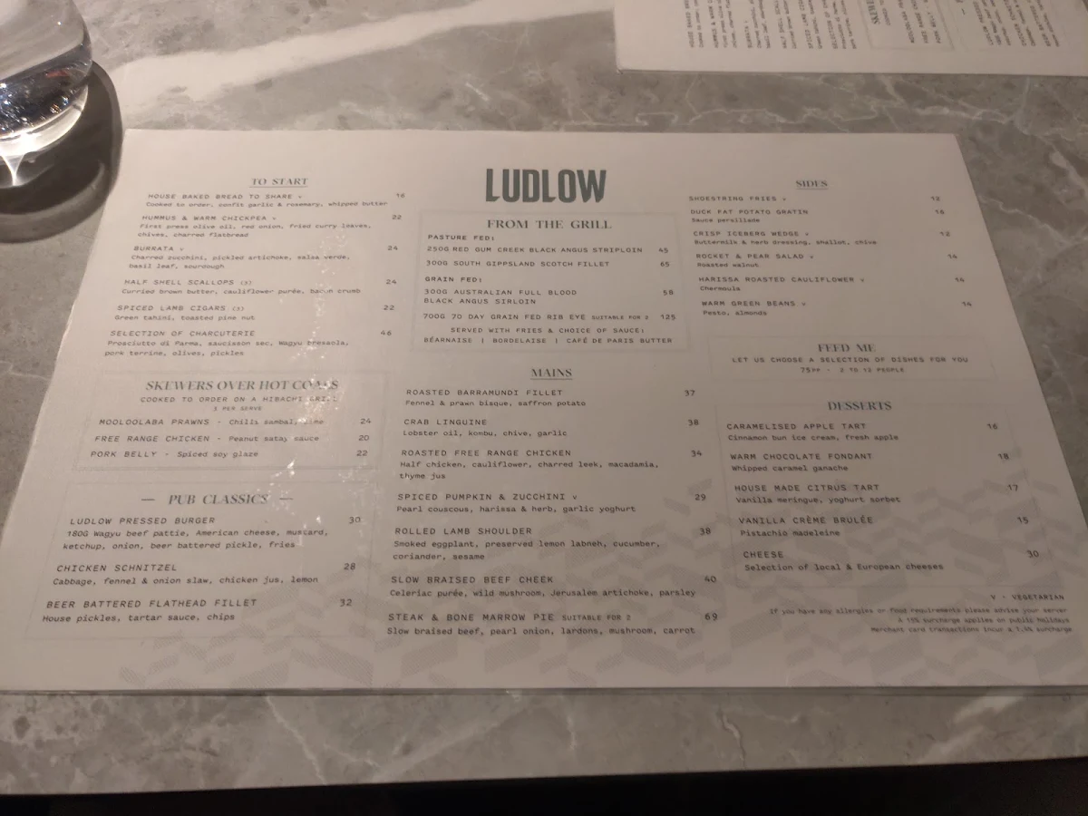 Menu, Hopscotch Melbourne