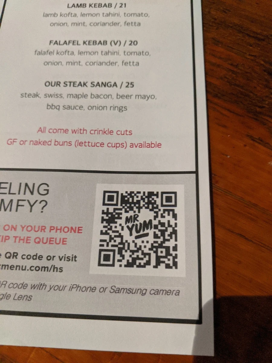 Menu, Hopscotch Melbourne