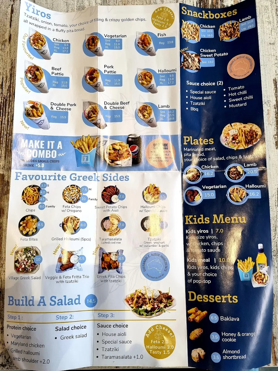 Menu, The Yiros Shop