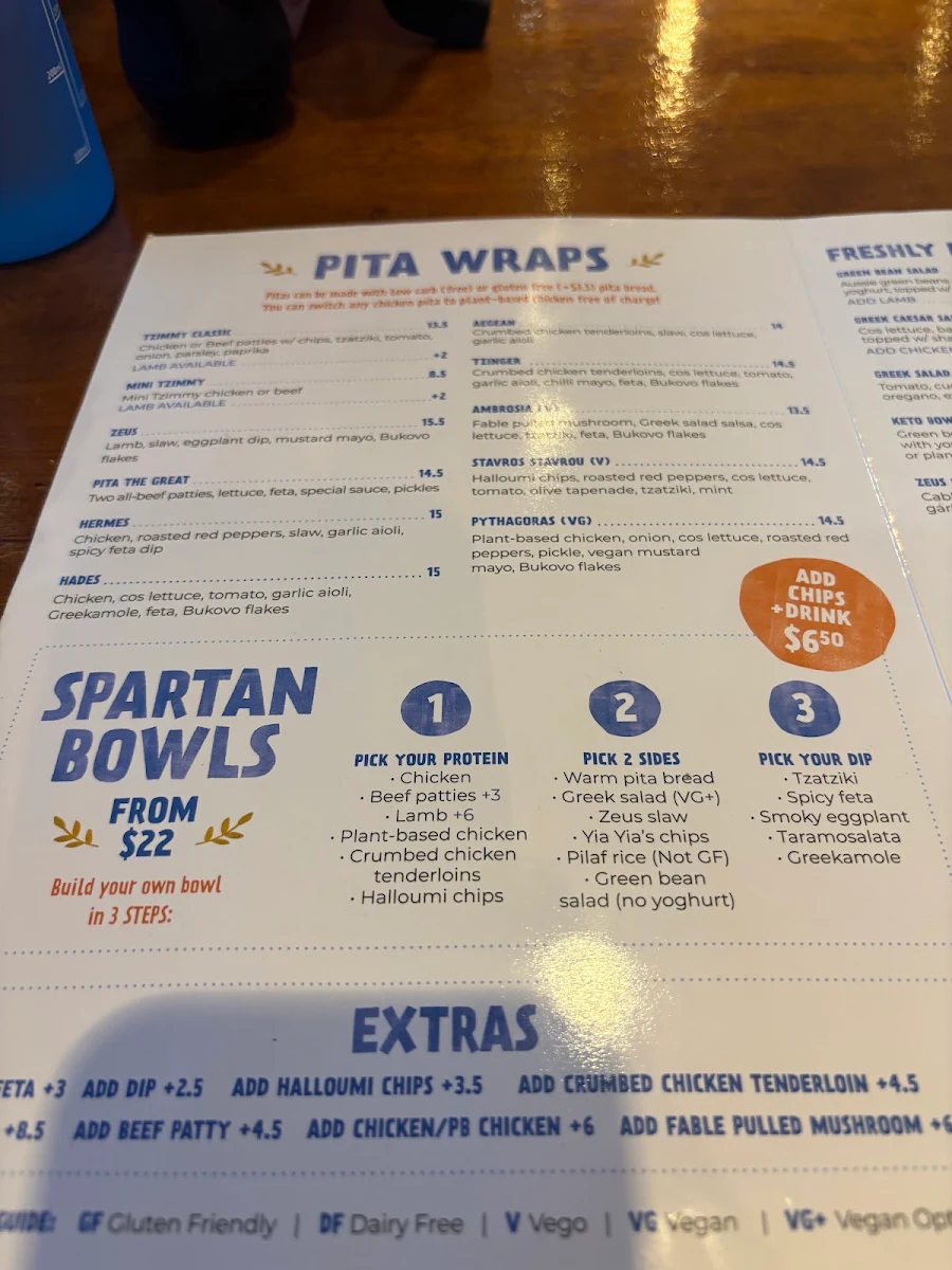 Menu, Zeus Street Greek Canberra City
