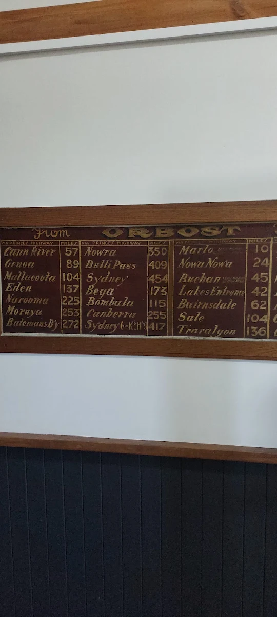 Menu, Orbost Club Hotel