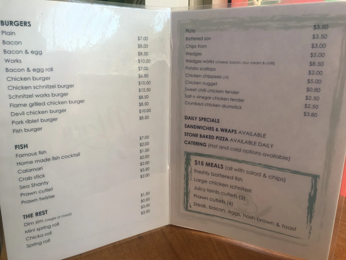 Menu, JC'S Cotton Cafe & Takeaway