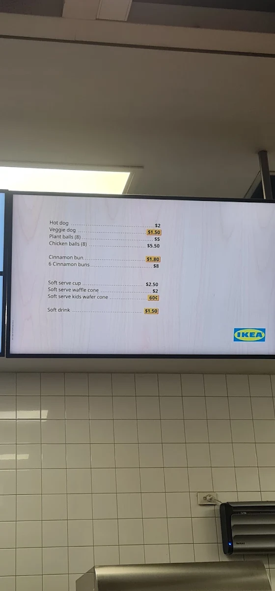 Menu, IKEA Restaurant