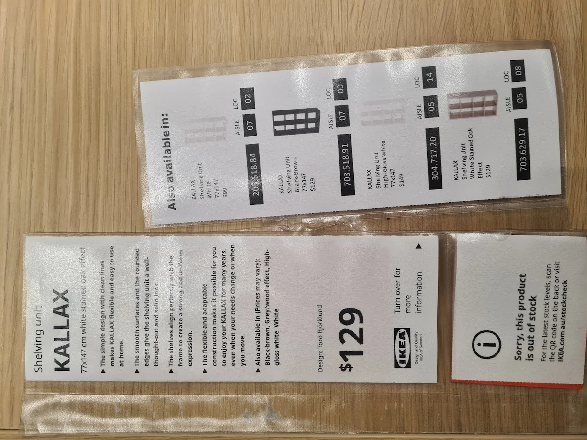Menu, IKEA Restaurant