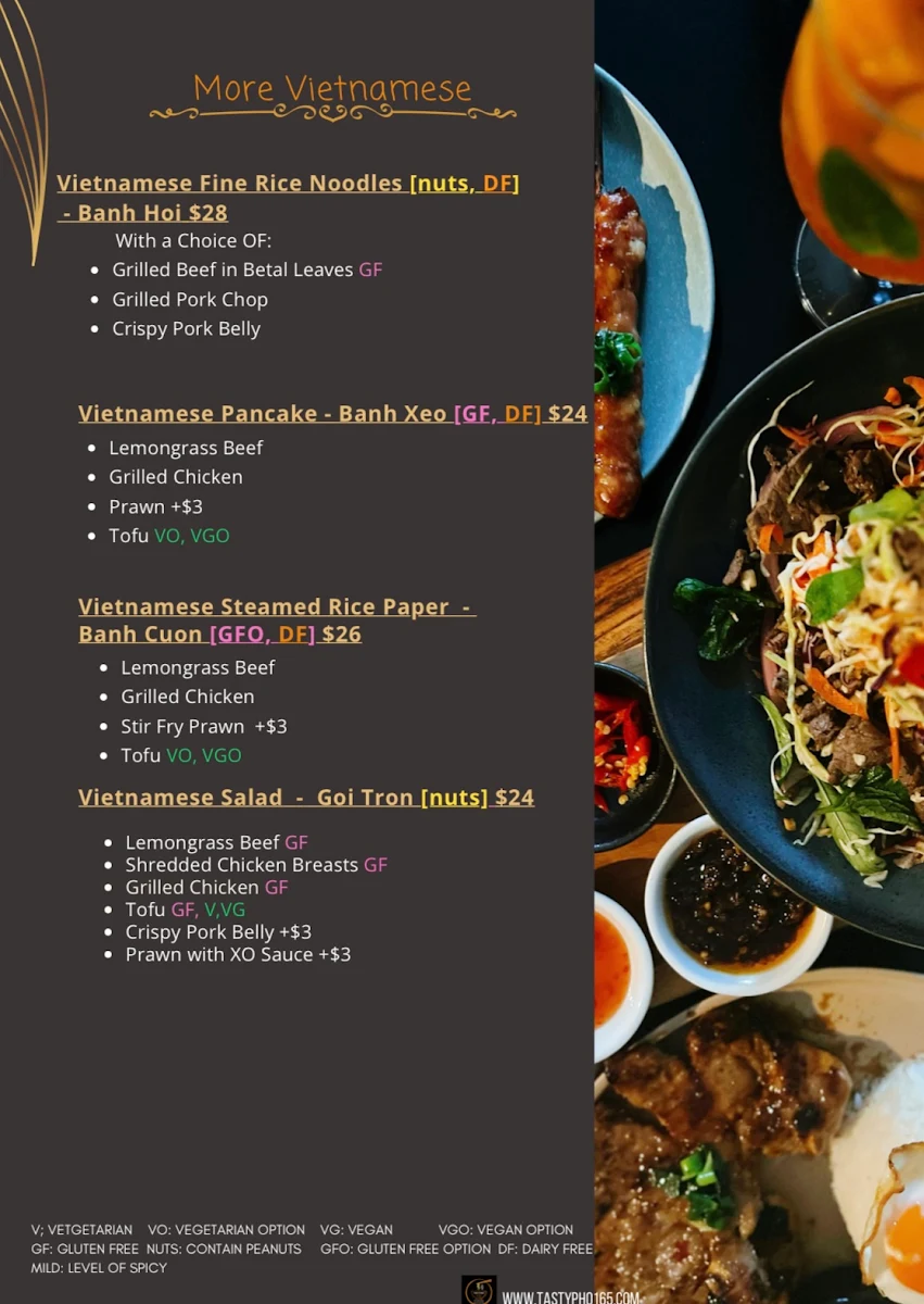 Menu, Tasty Pho 165