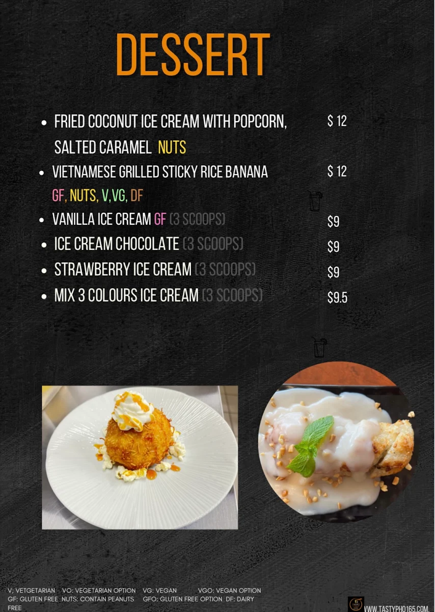 Menu, Tasty Pho 165
