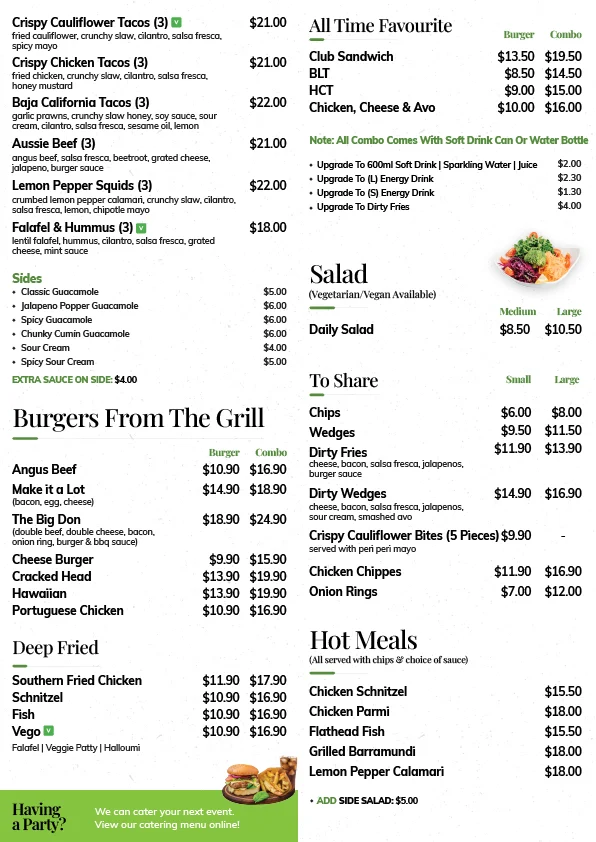 Menu, Chestnut Cafe & Catering
