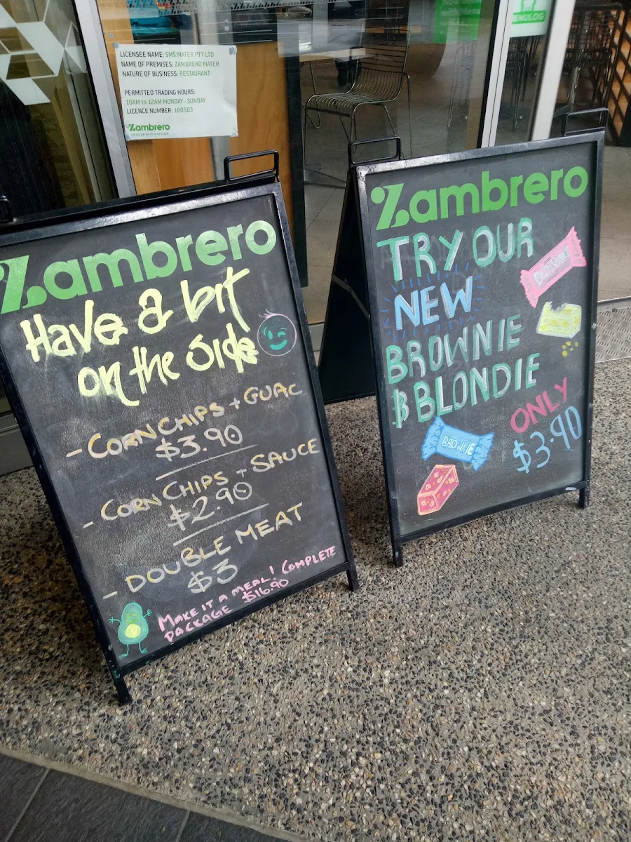 Menu, Zambrero Brisbane Mater Hospital