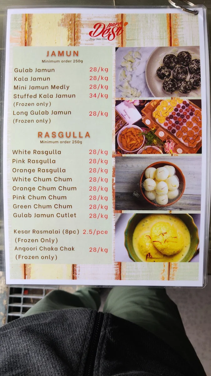 Menu, Pure Desi Sydney