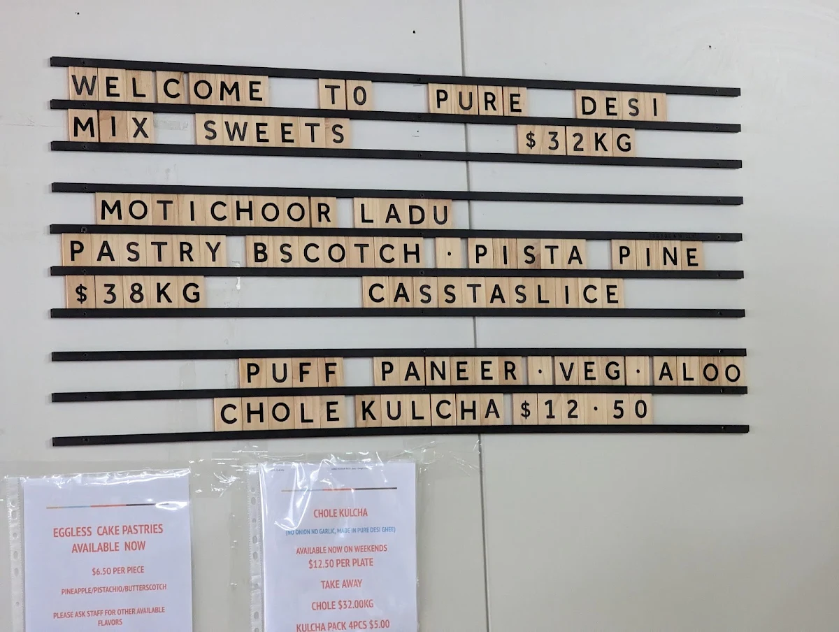 Menu, Pure Desi Sydney