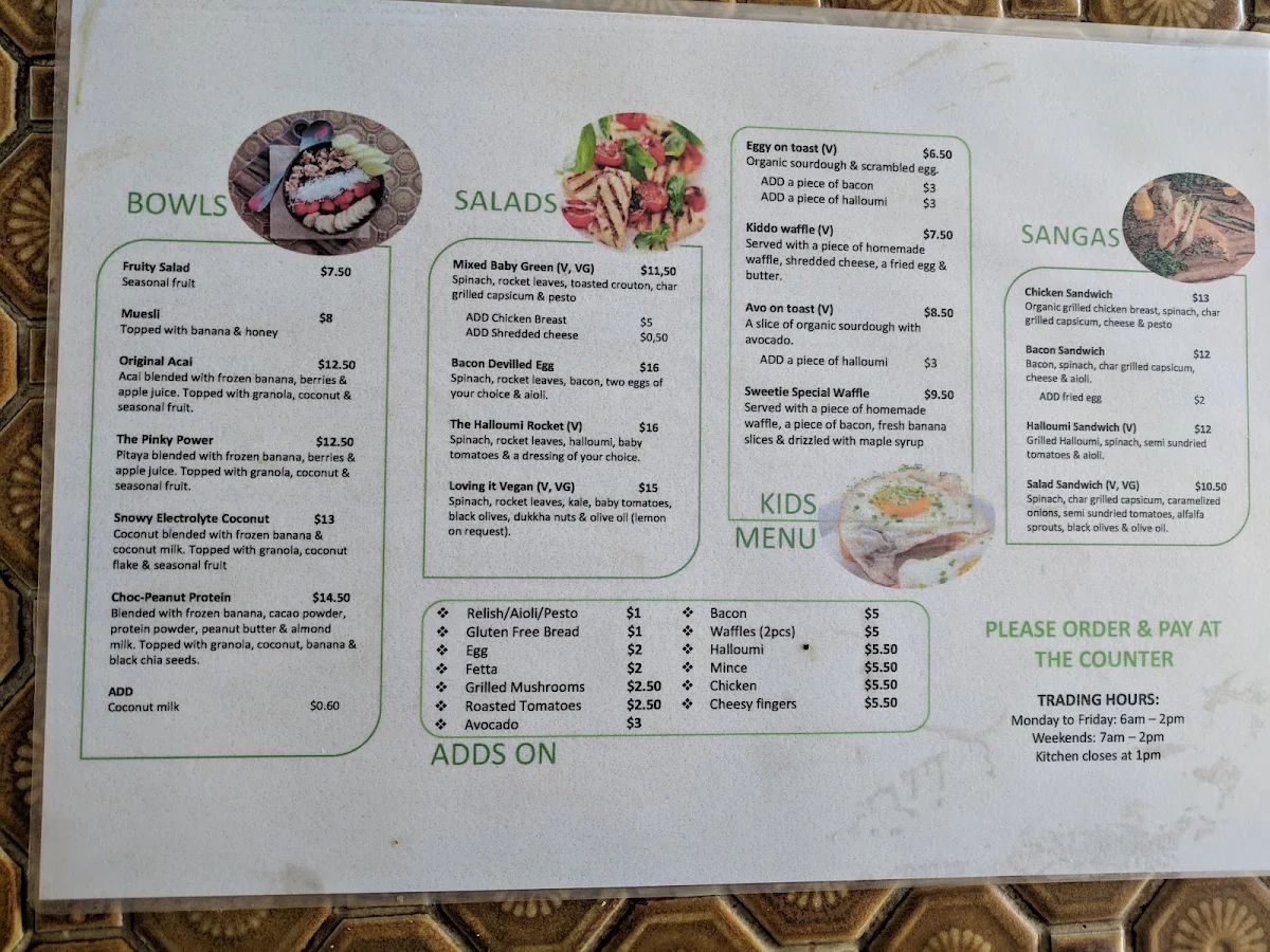 Menu, Apples on Ainsworth