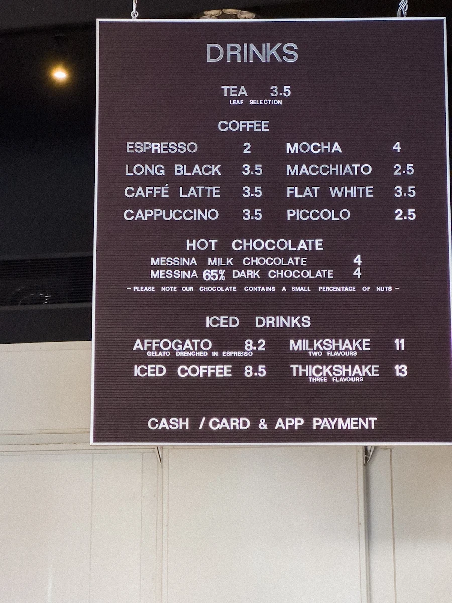 Menu, Gelato Messina Fitzroy