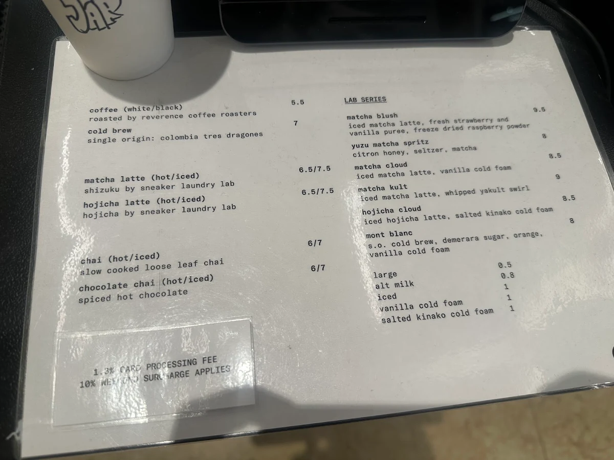 Menu, Sneaker Laundry LAB