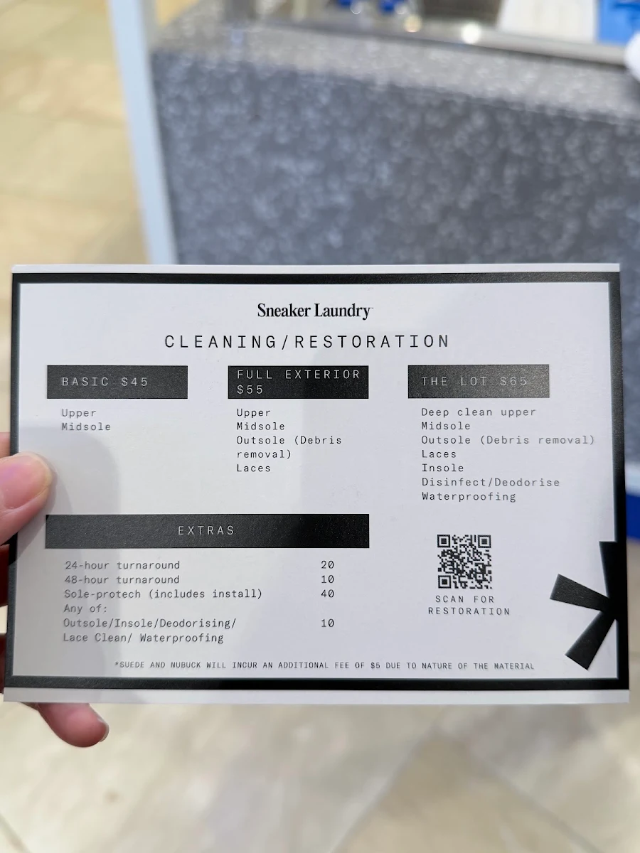 Menu, Sneaker Laundry LAB