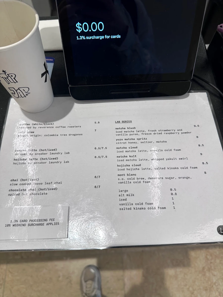 Menu, Sneaker Laundry LAB