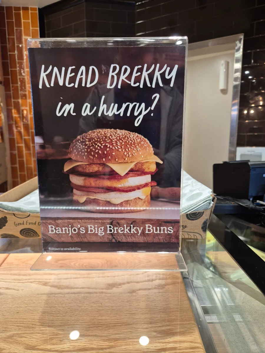 Menu, Banjo’s Bakery Café – Sandy Bay