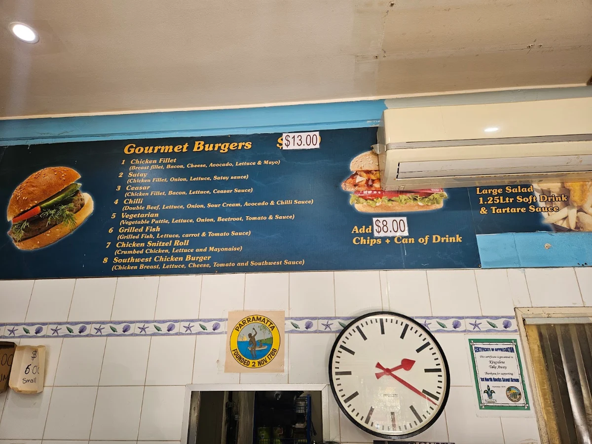 Menu, Kingsdene Takeaway