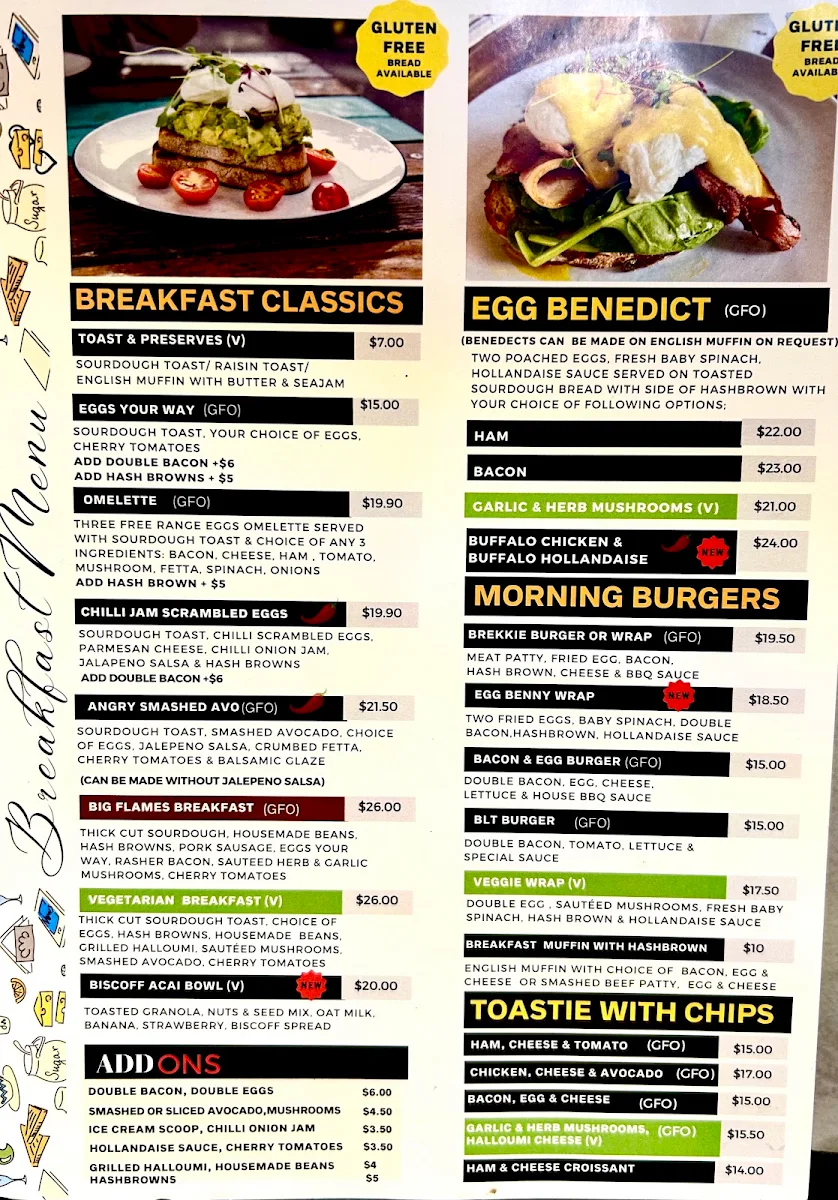 Menu, Flames Burgers & Grill (Roselea Shopping Centre)