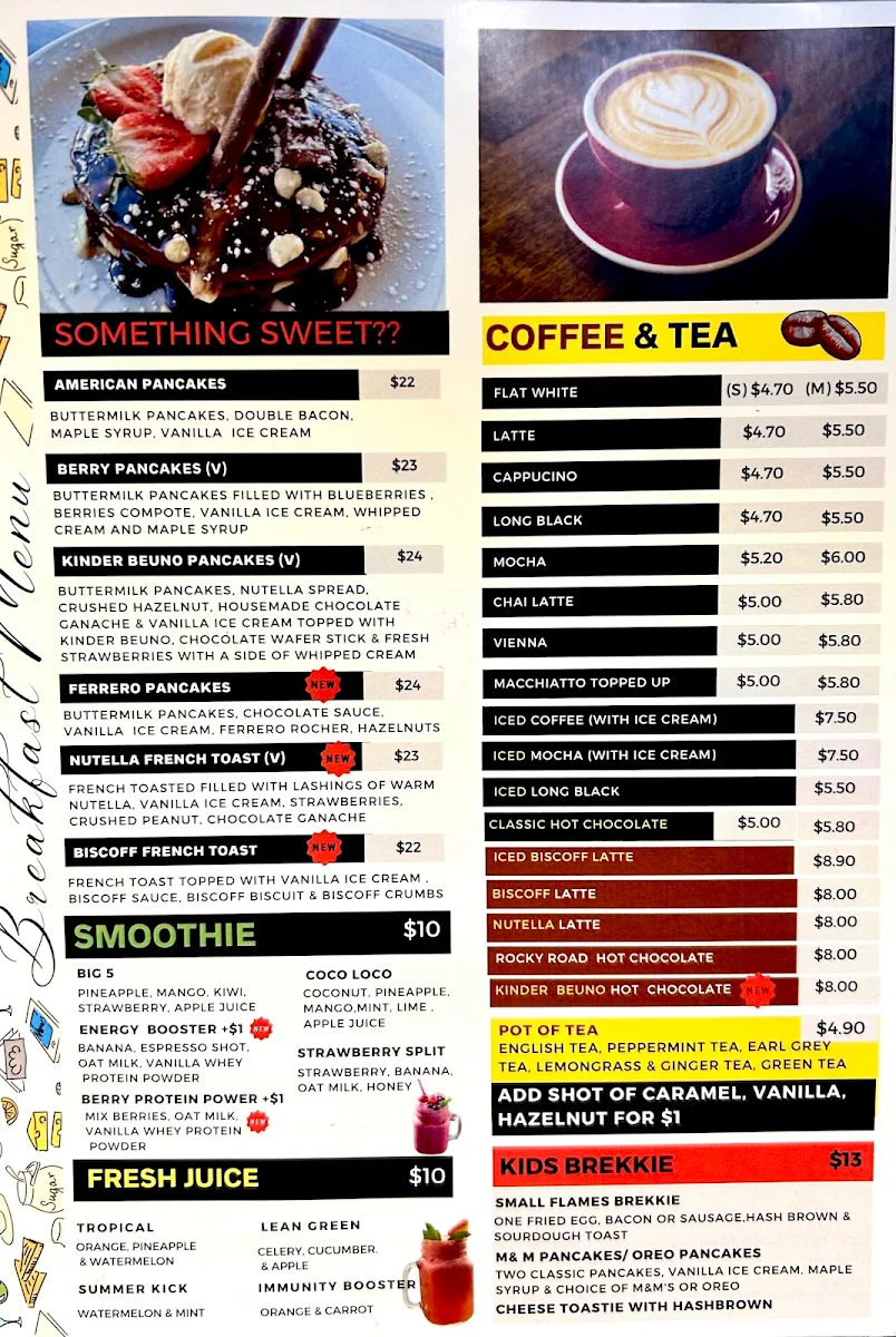 Menu, Flames Burgers & Grill (Roselea Shopping Centre)