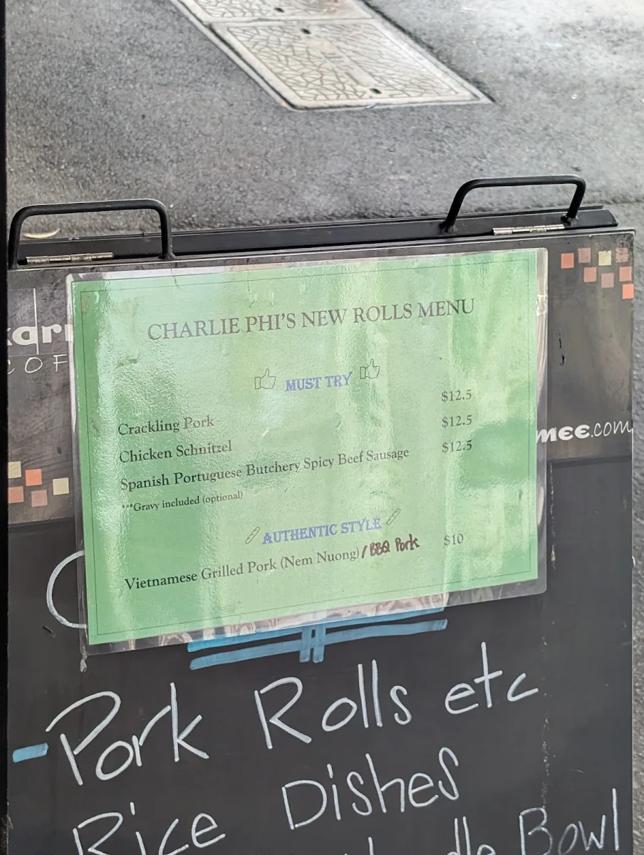 Menu, Charlie Phi in Petersham