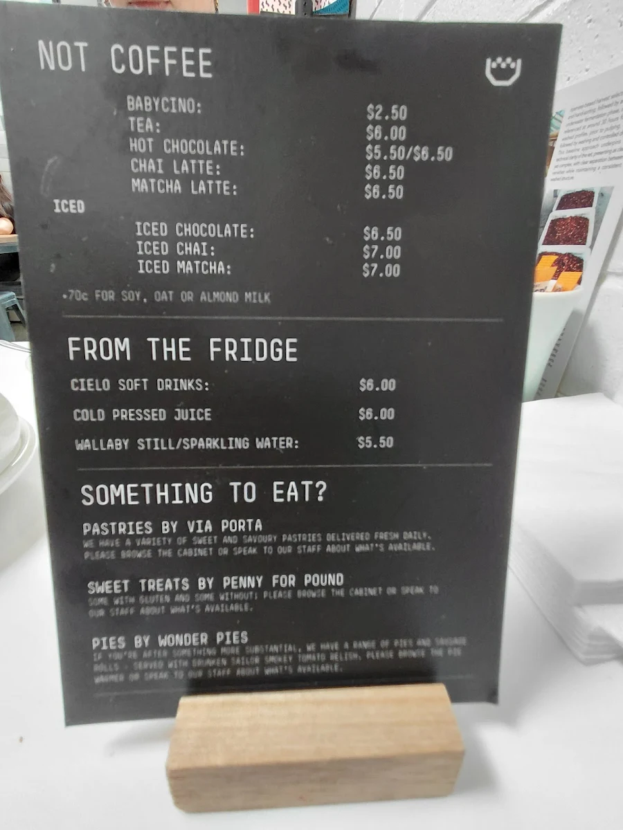 Menu, Padre Coffee Brunswick East