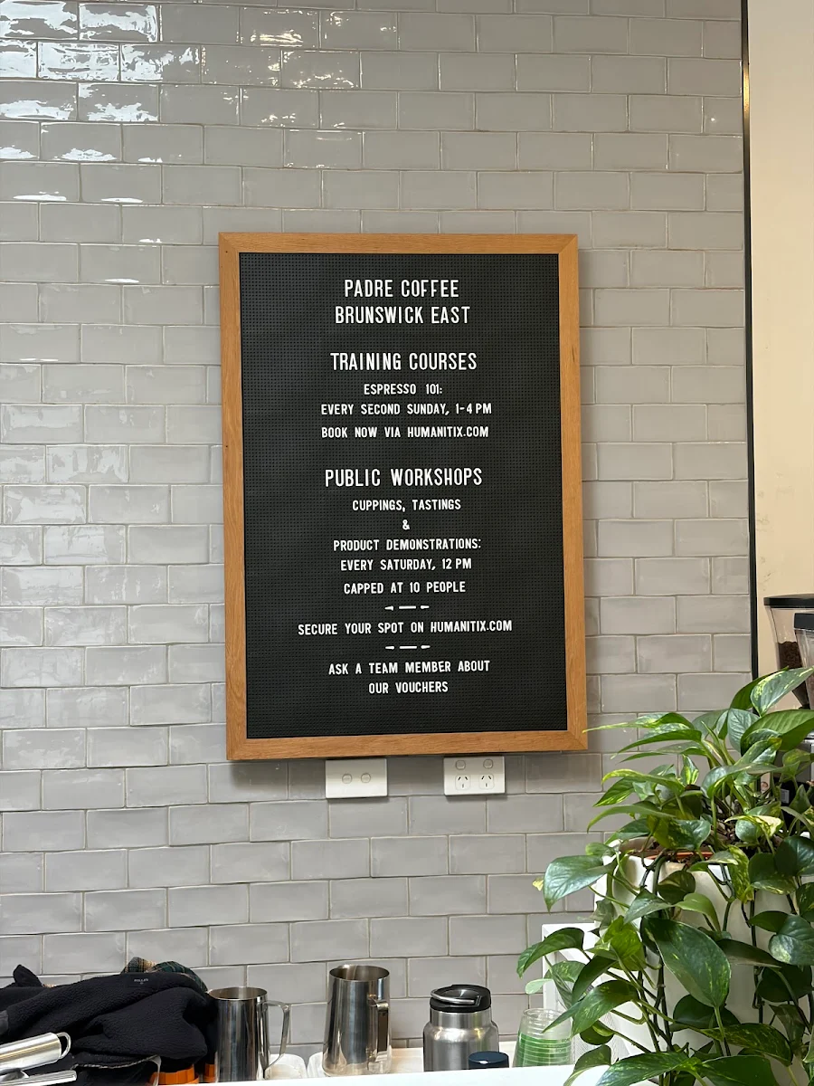 Menu, Padre Coffee Brunswick East