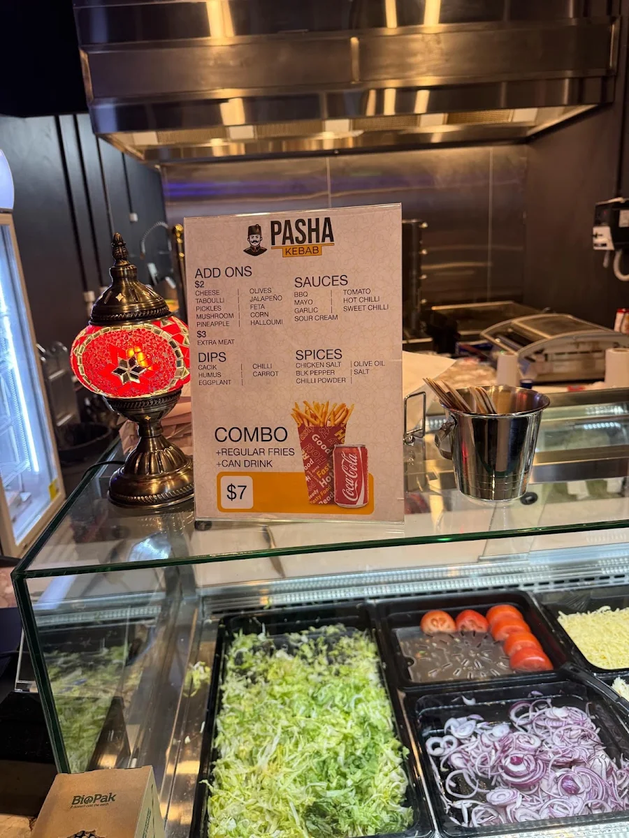 Menu, Pasha Kebab Flinders Shop